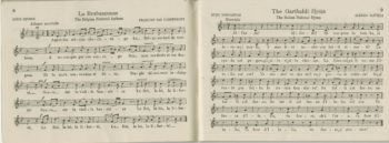 More pages of sheet music, supposedly of foreign national anthems circa 1918. 