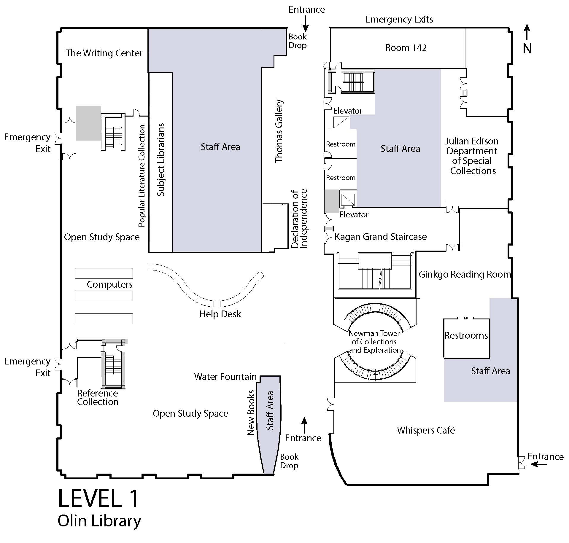 Olin Library Level 1 Map Washington University In St Louis