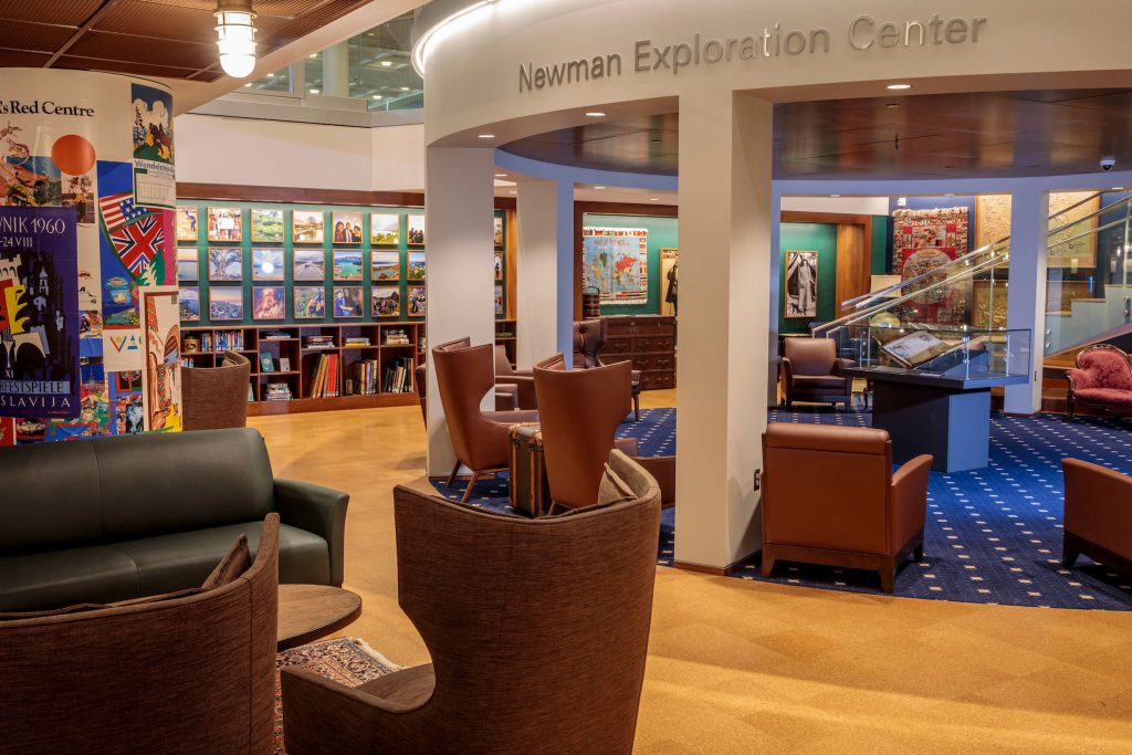 Interior of Newman Exploration Center in Olin Library