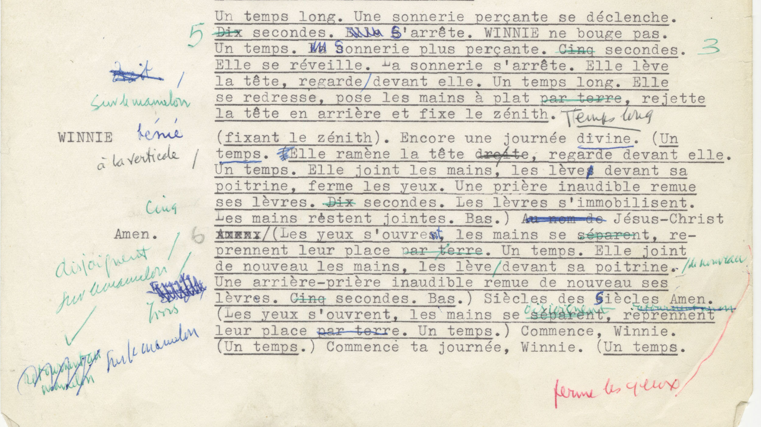 Cropped view of a typed script with annotations made in pen.