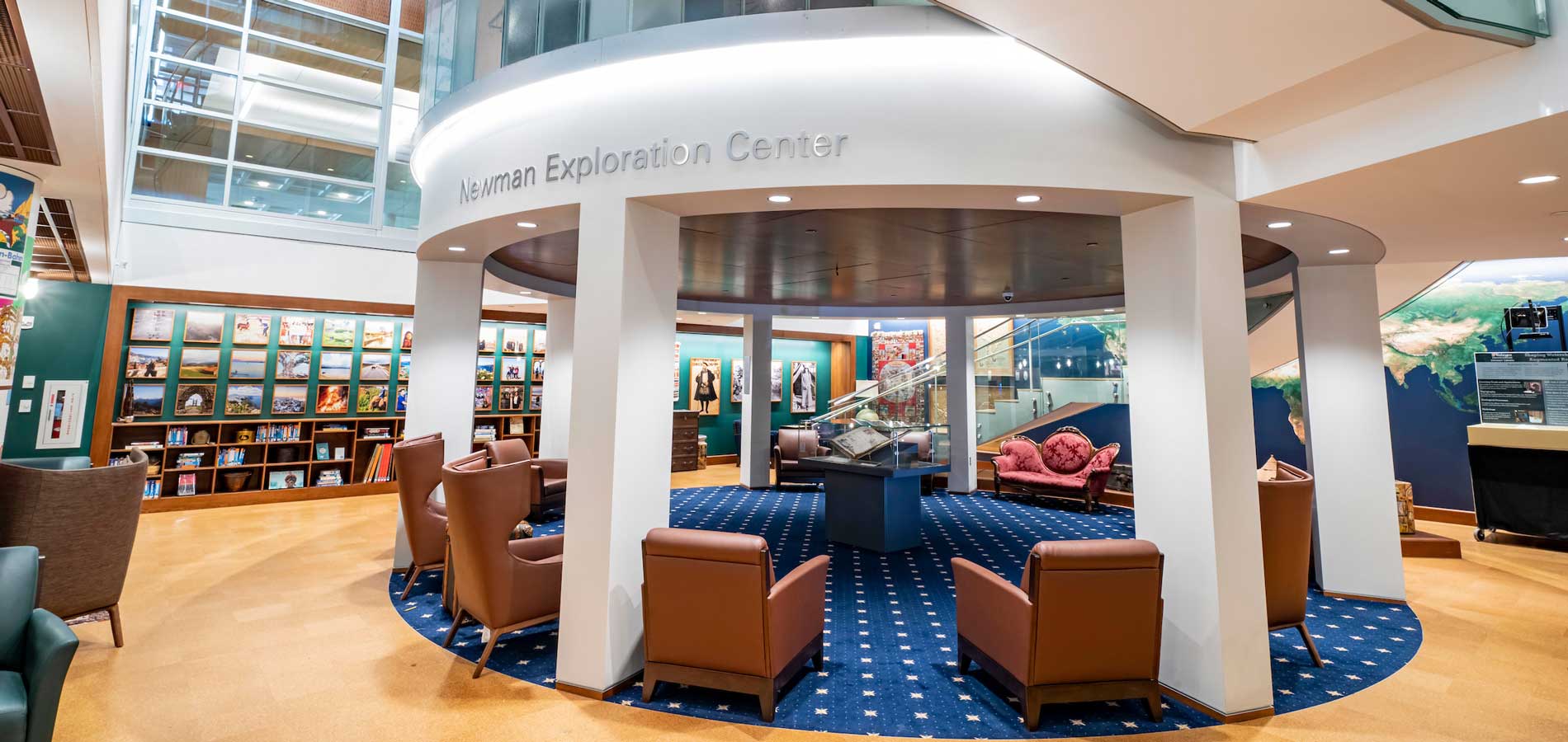A photo of the Newman Exploration Center on Level A of Olin Library.