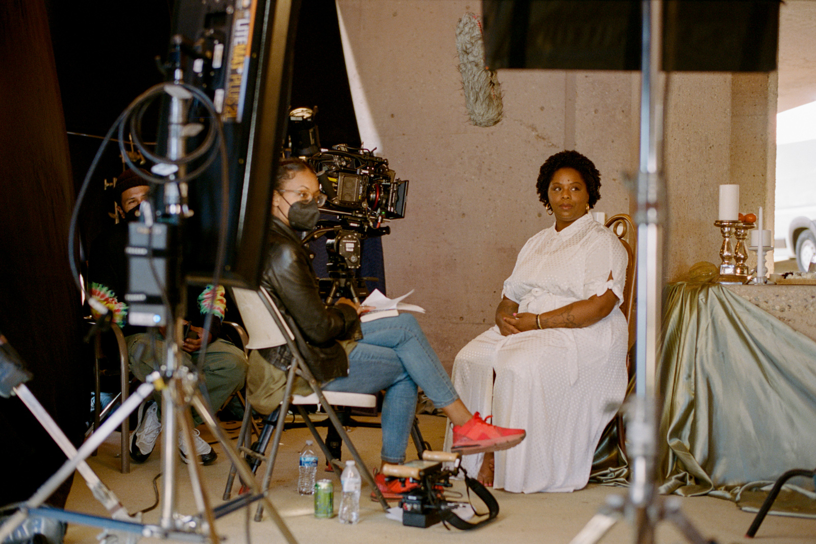 “Hallowed Ground” director Sophia Nahli Allison and executive producer/interviewee Patrisse Cullors having a sit-down interview on set.