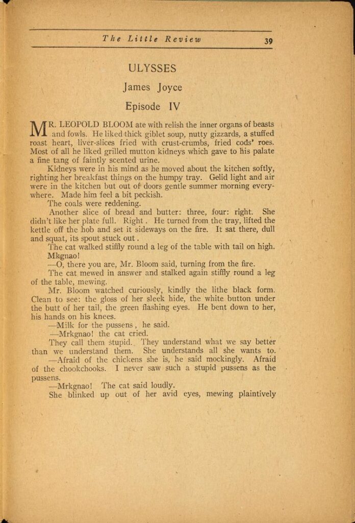 The Little Review's review of James Joyce's Ulysses Episode IV by Max Michelson.
