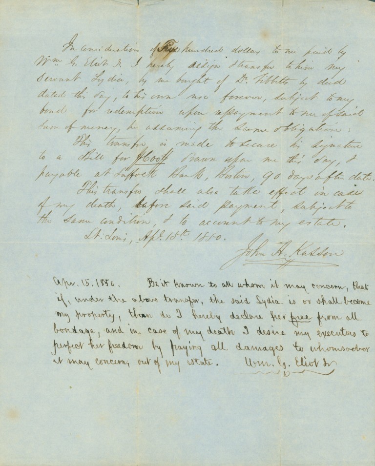 Handwritten note from Series 03, folder 1850, 15 April. Transcript accompanies.