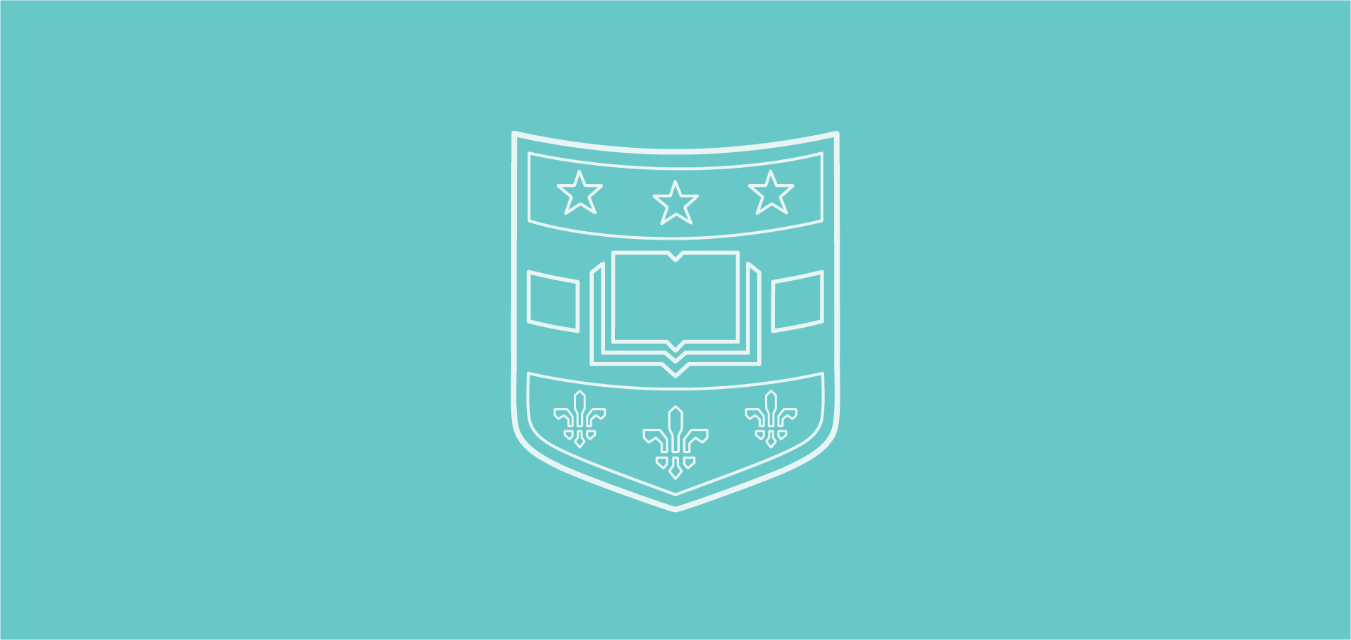 An outline of the Washington University in St. Louis shield.