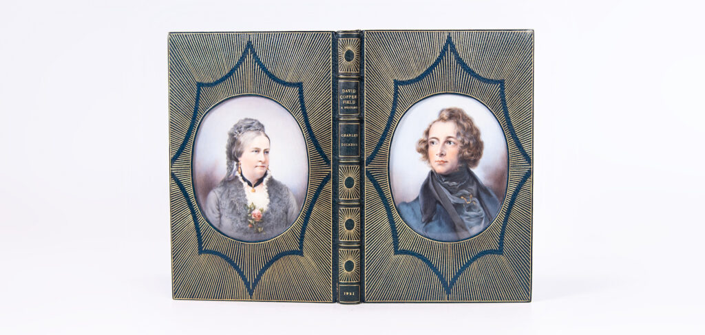 David Copperfield binding with portrait profiles.