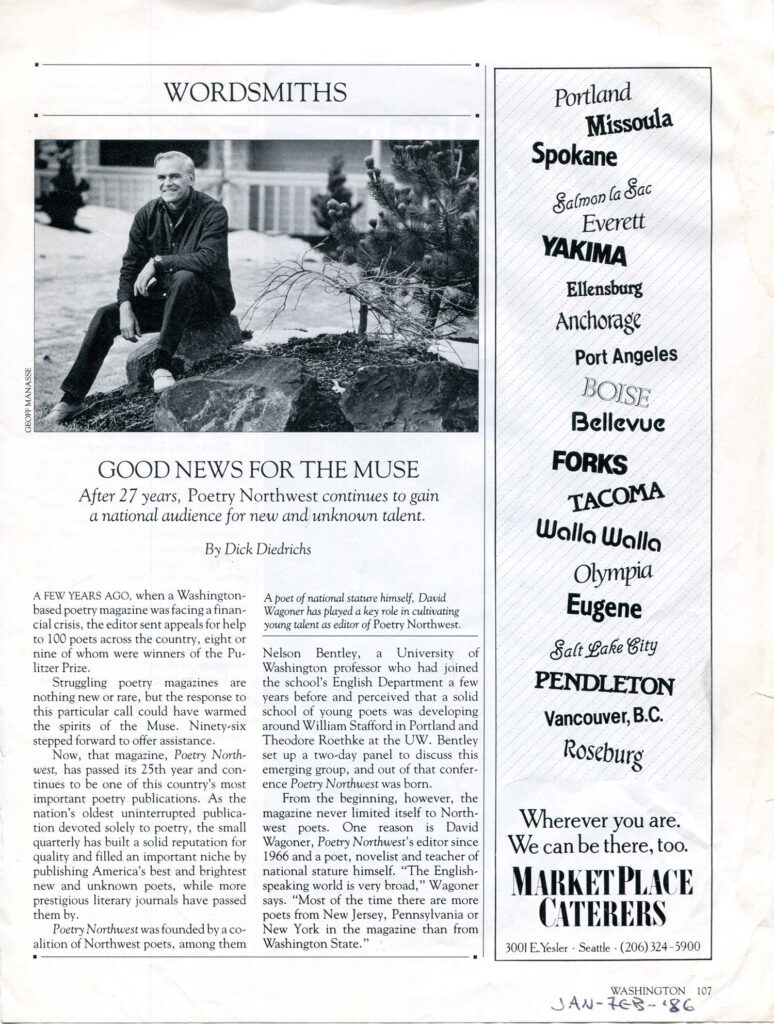 Magazine article on Poetry Northwest from the David Wagoner Papers