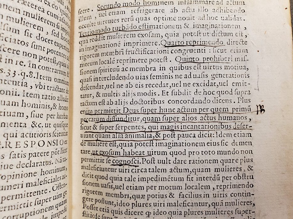 Book pages with Latin writing and some underlining
