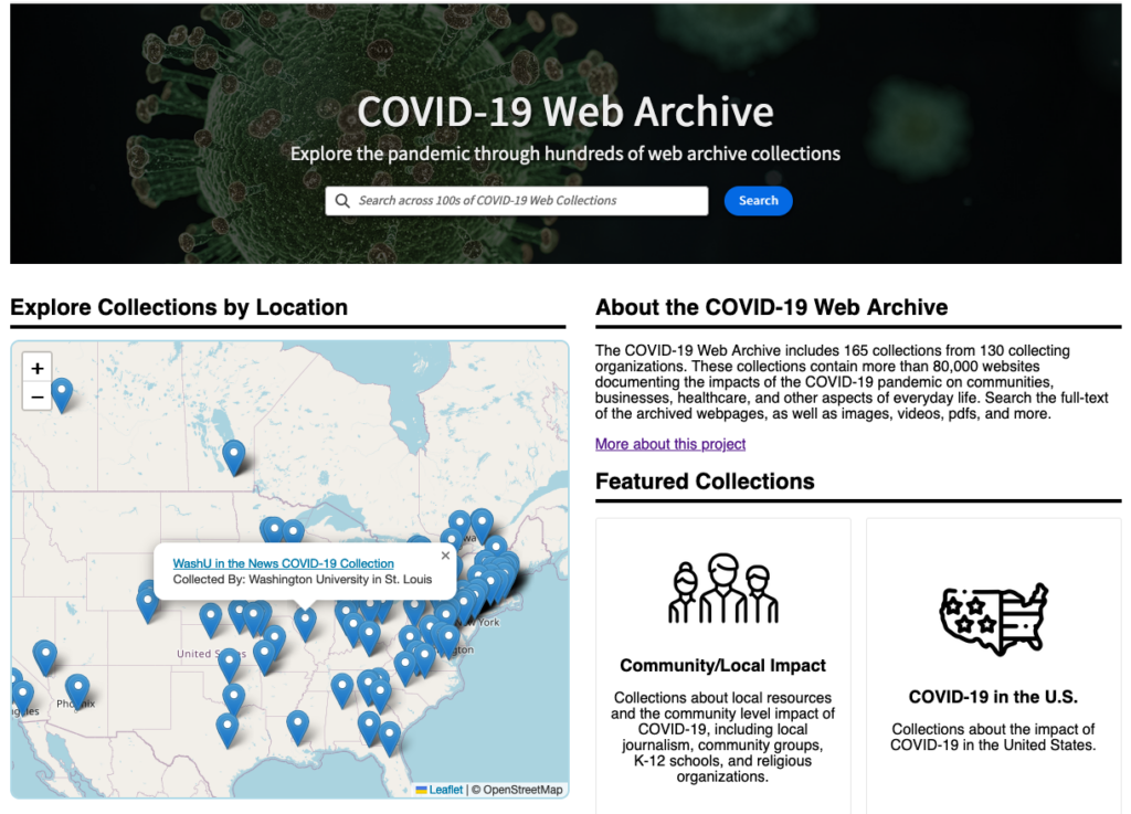 Webpage of the COVID-19 Web Archive