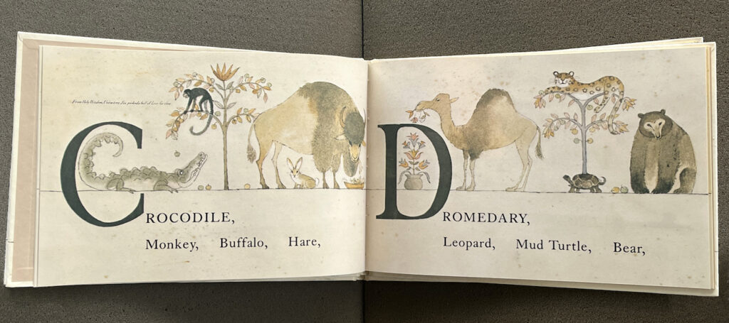 Pages showing animal names with illustrations of the animals.