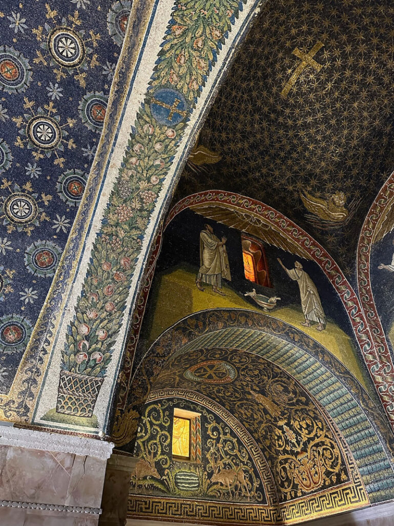 Mosaics inside the Mausoleum of Galla Placidia in Ravenna.