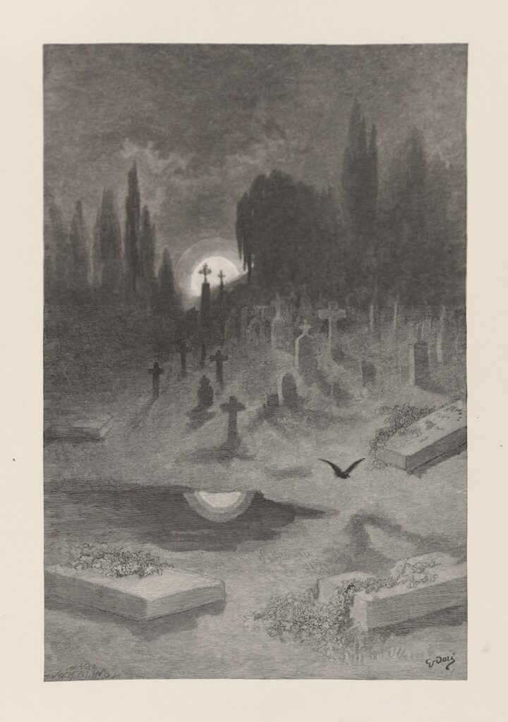 Illustration of The Raven by Gustav Dor