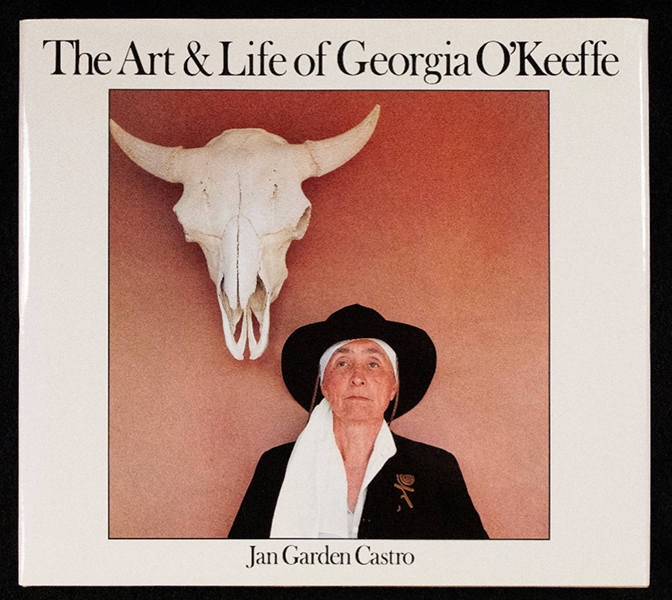 Book cover of The Art & Life of Georgia O'Keeffe with a photograph of O'Keeffe.