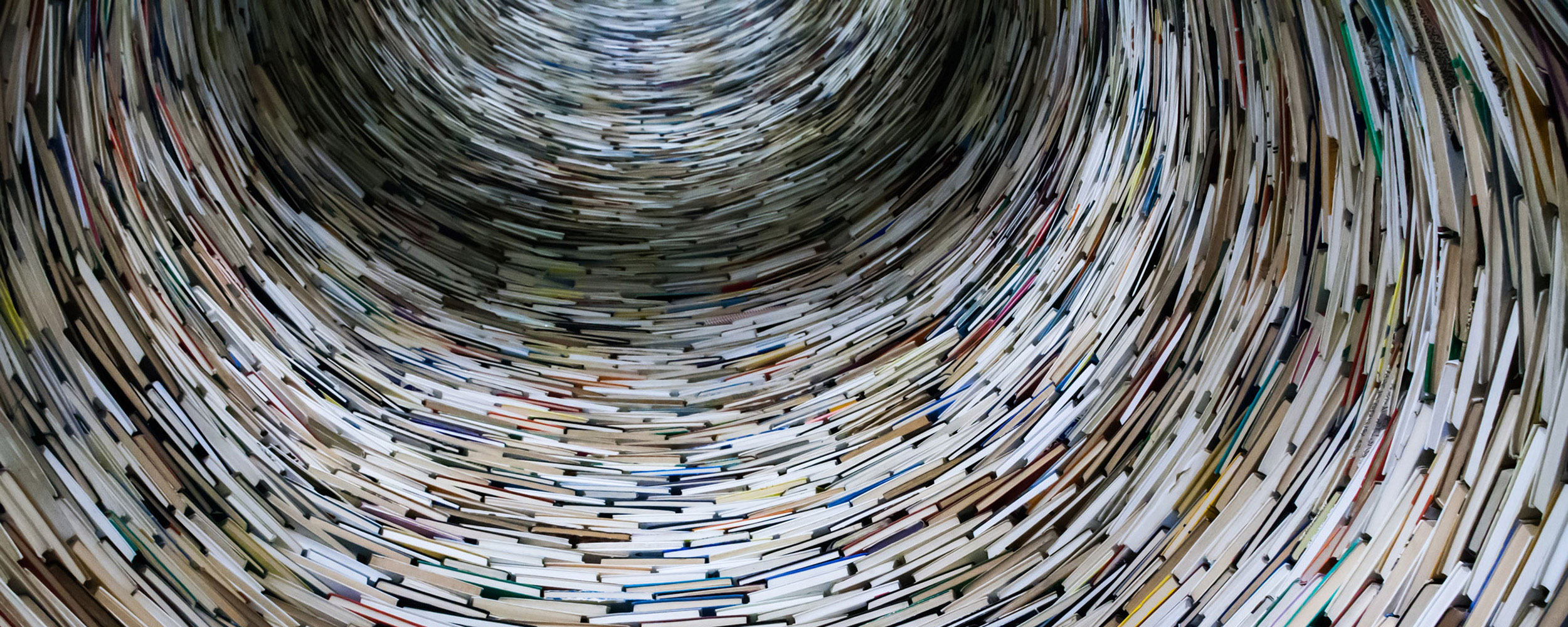 A wall of books, spine-in.