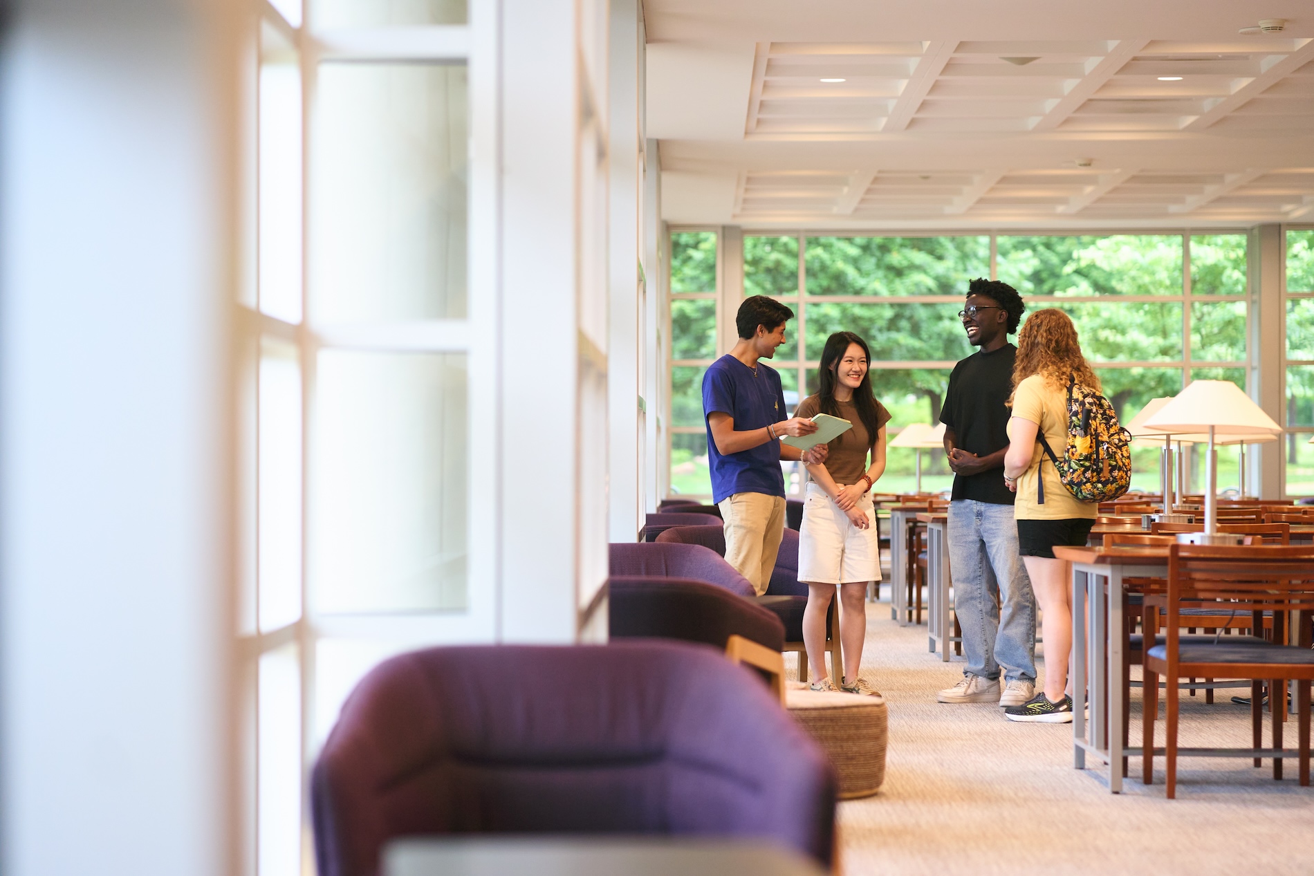 A group of students in Olin Library