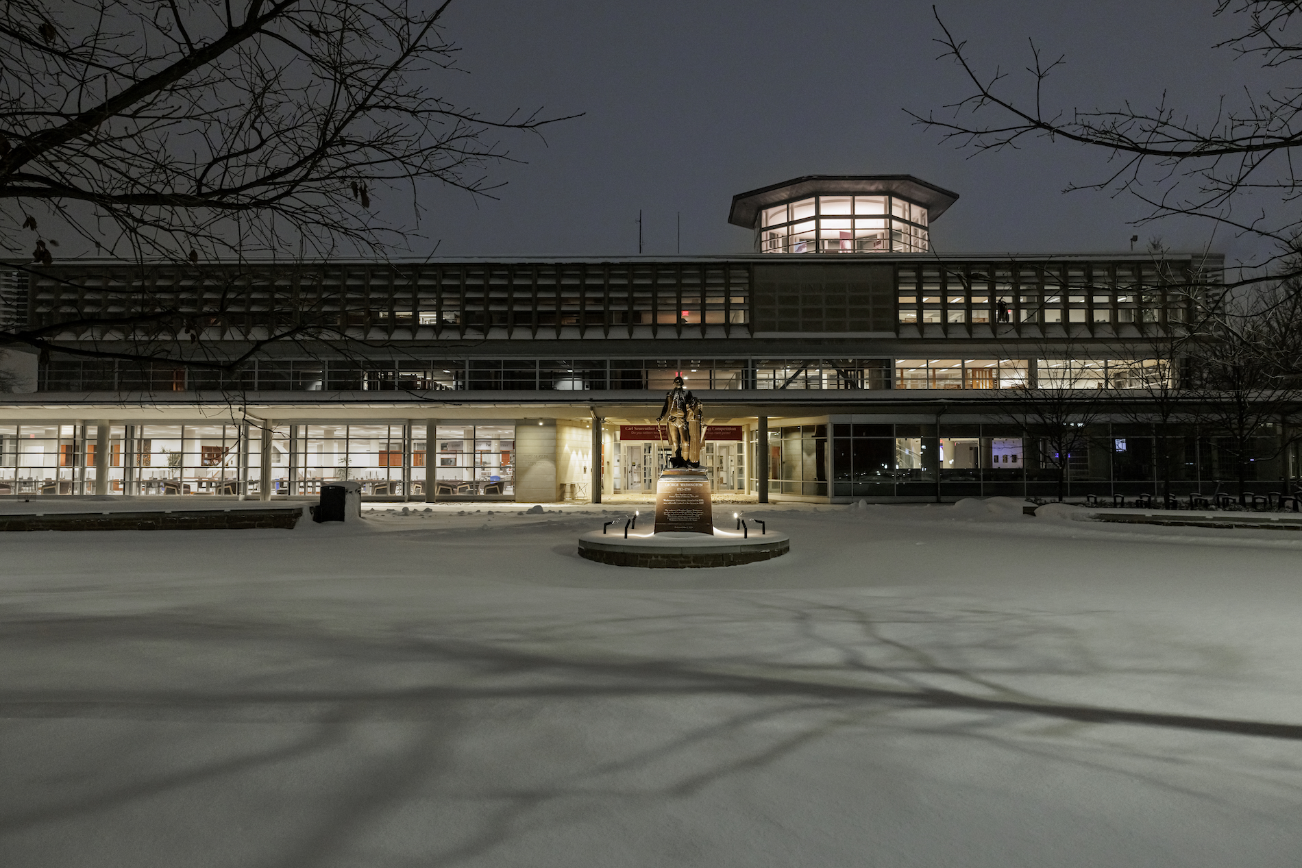 Snow in front of Olin Library