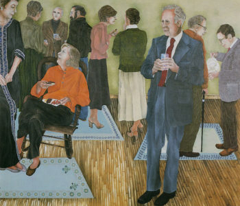 An artists rendering of a photograph of a party.